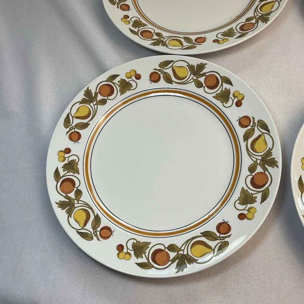 Vintage Franciscan Pickwick Dinner Plates Set of 4 1970s Fruit Pattern Japan
